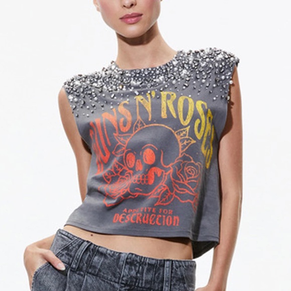 Alice + Olivia NWOT Micah Embellished Cropped Muscle Tank M/L - Picture 3 of 4